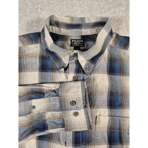 C.C. Filson Long Sleeve Button Down Shirt Size Medium Blue Plaid